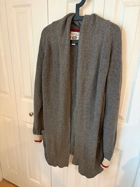 Roots Shawl Collar Hooded Cardigan Sweater - Gray
